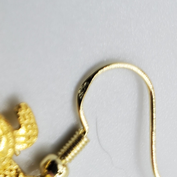 Gold plated 925 silver sea turtle earrings handmade stamped - Picture 2 of 8